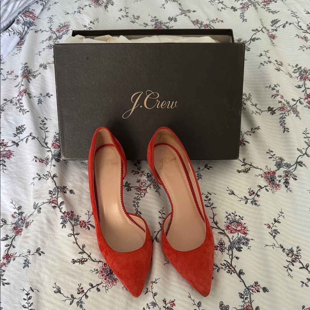 J. Crew Women's Vibrant Red Suede Heels